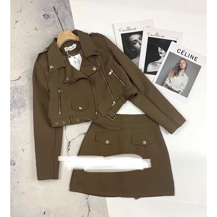 Set áo khoác khoá và chân váy A