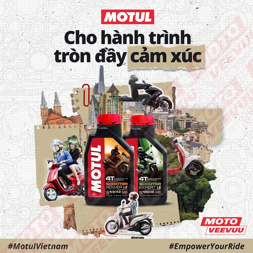 Dầu nhớt xe tay ga Motul Scooter Power LE 4T 5W40 SN MB 1 Lít Tổng hợp toàn phần