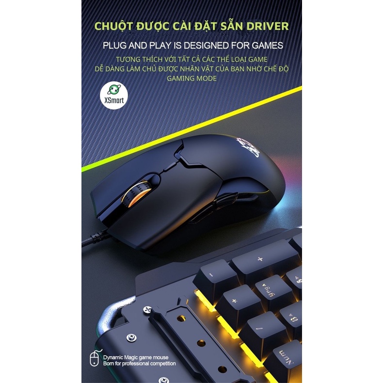 Chuột Máy Tính Laptop Game Có Dây M6 LED Rgb Nhiều Màu Phong Cách Gaming, DPI 3200 Dùng Văn Phòng, Chơi Game