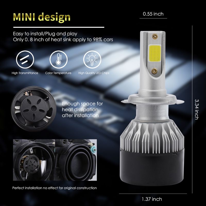 Set 2 Đèn LED Sương Mù 5000Lm 12V 40W COB H7 Cho Xe Hơi