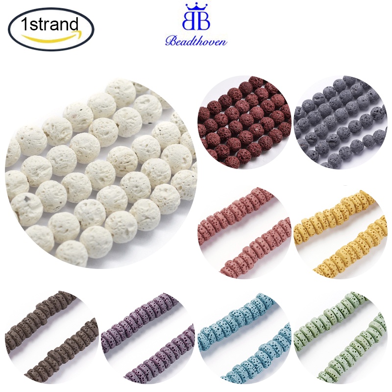 Sợi dây 64 hạt tròn màu trắng lỗ xỏ 1mm 15.15 inch 38.5cm