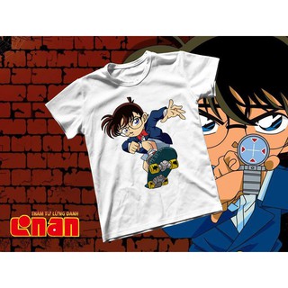 Áo thun Cotton Unisex - Anime - Conan - Conan trượt ván