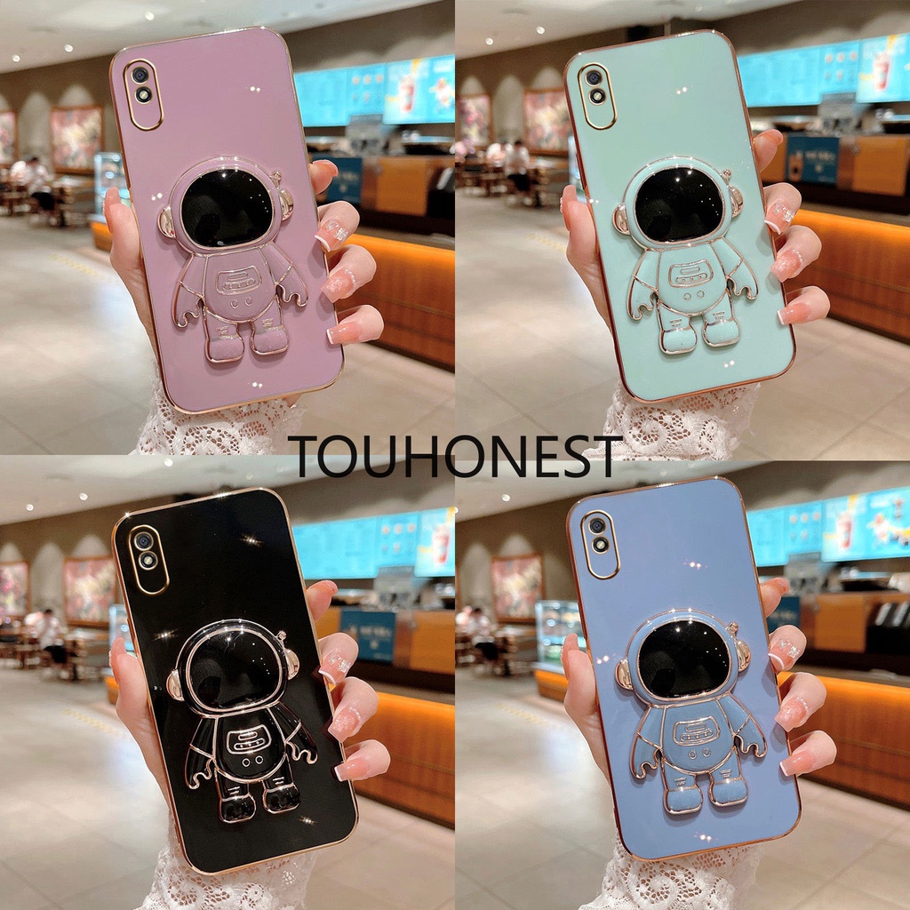 Ốp Điện Thoại Silicon Hình Phi Casing Xiaomi Redmi Note 7 Pro Case Redmi Note 8 Pro Case Redmi Note 10 Pro Case Redmi Note 11 Pro Case Redmi Note 8T Case Redmi Note 10S Note 11S Case Redmi 9A 10X Luxury Cute Silicone 3D Astronaut Stand Phone Cover Case