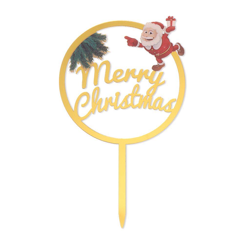 YNATURAL Topper Trang Trí Bánh Kem Hình Ông Già Nô En Có Đính Kim Tuyến Theo Phong Cách Giáng Sinh Mới