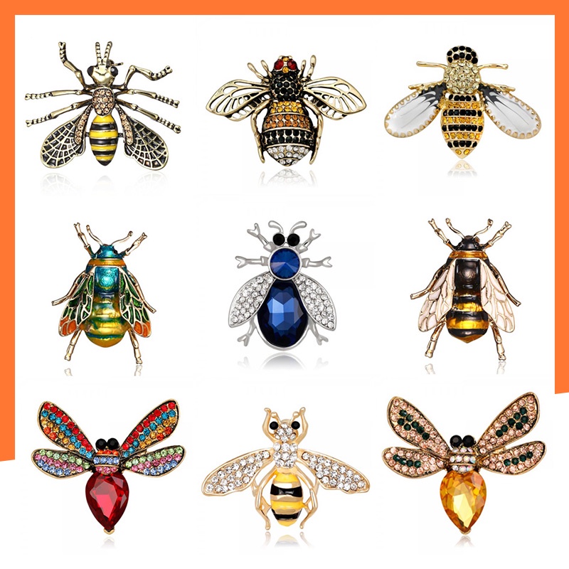 Ghim Cài Áo Hình Chú Ong Đính Đá Pha Lê Thời Trang