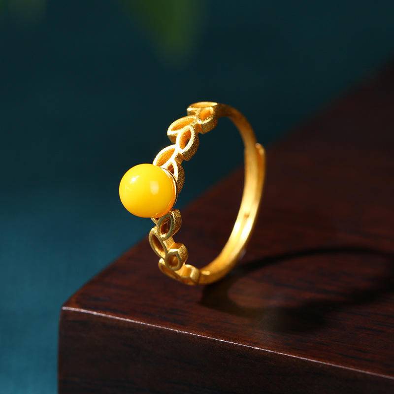 Bông Tai Lúa Mạch Giả Hình Cành Cây Đính Đá Hổ Phách Phong Cách Retro Tinh Tế#
