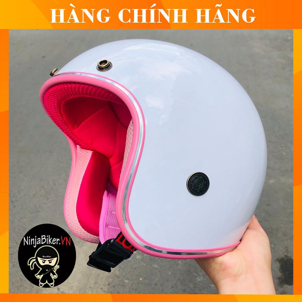 [HÀNG MỚI VỀ] Nón bảo hiểm 3/4 trắng lót hồng chính hãng siêu xinh