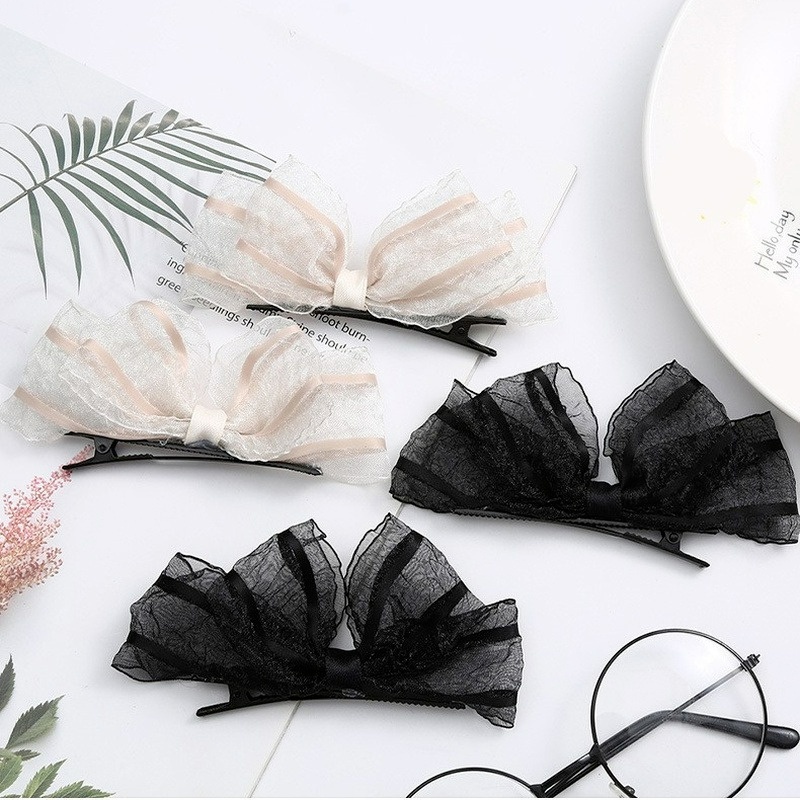 Kẹp Tóc Hình Bướm Ren Màu Đen Thời Trang Cho Nữ