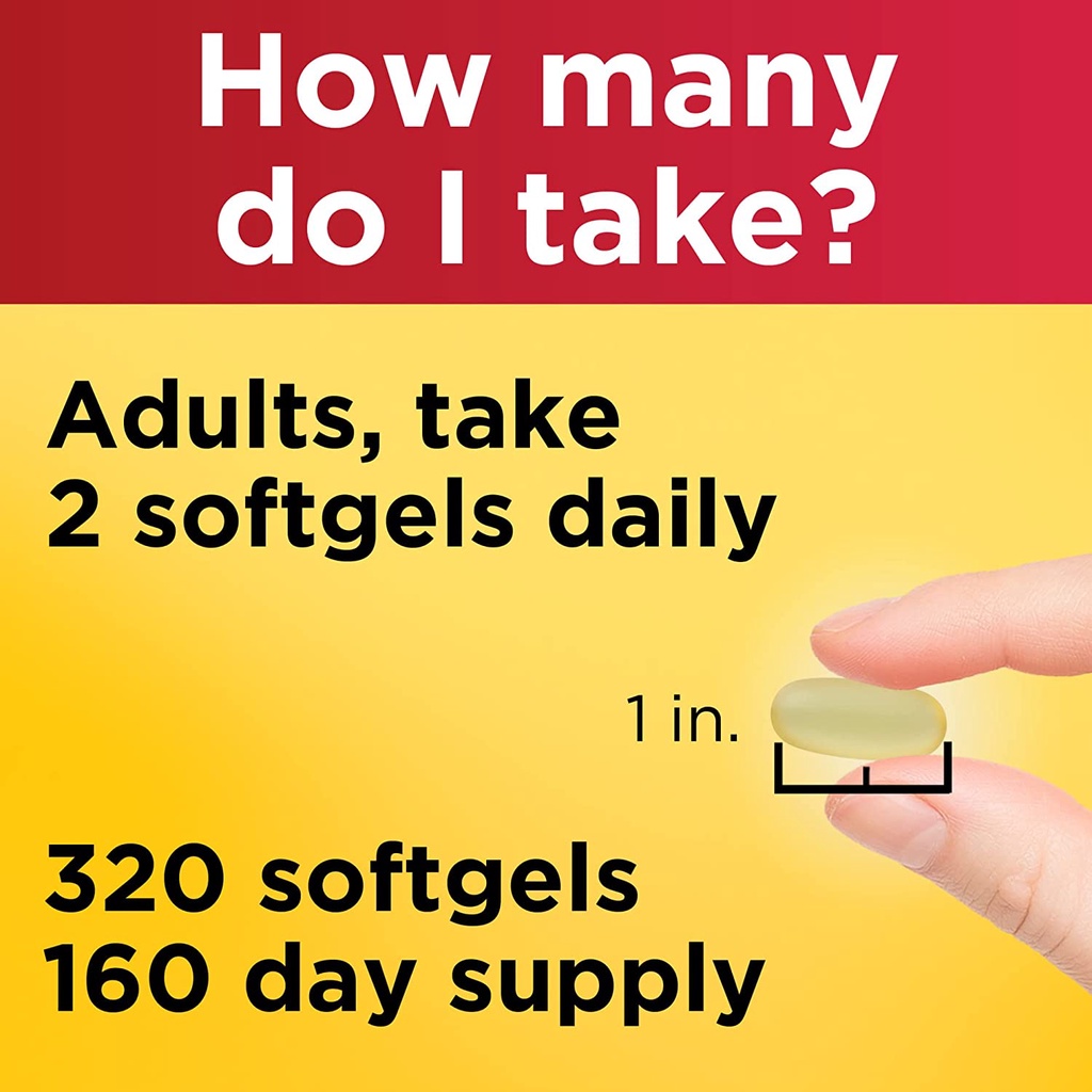 Dầu cá Omega-3 , Nature Made Burp-Less Fish Oil 1000 mg with 300 mg Cholesterol , 320 viên - Date: 12/2023 ,vón cục nhẹ,