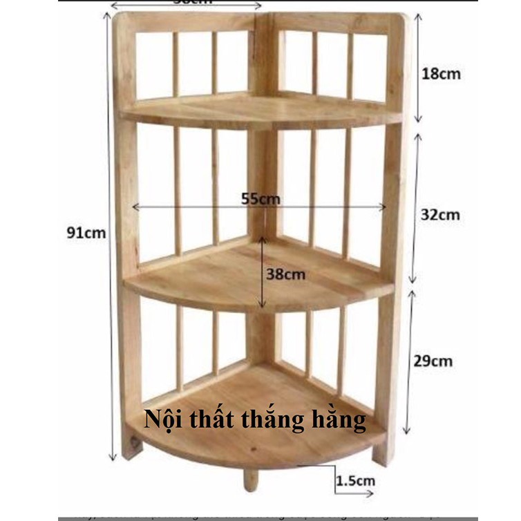 Kệ góc 3 tầng gỗ cao su