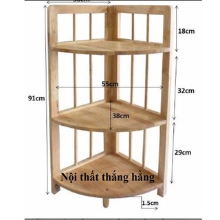 Kệ góc 3 tầng gỗ cao su