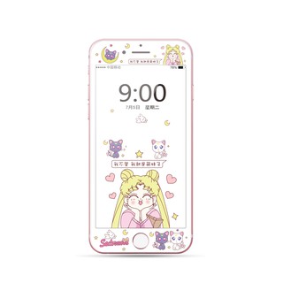 Miếng dán cường lực viền in hình thủy thủ mặt trăng cho iPhone 6/6s 6plus/6splus 7/8 7plus/8plus X/XS XR XsMax