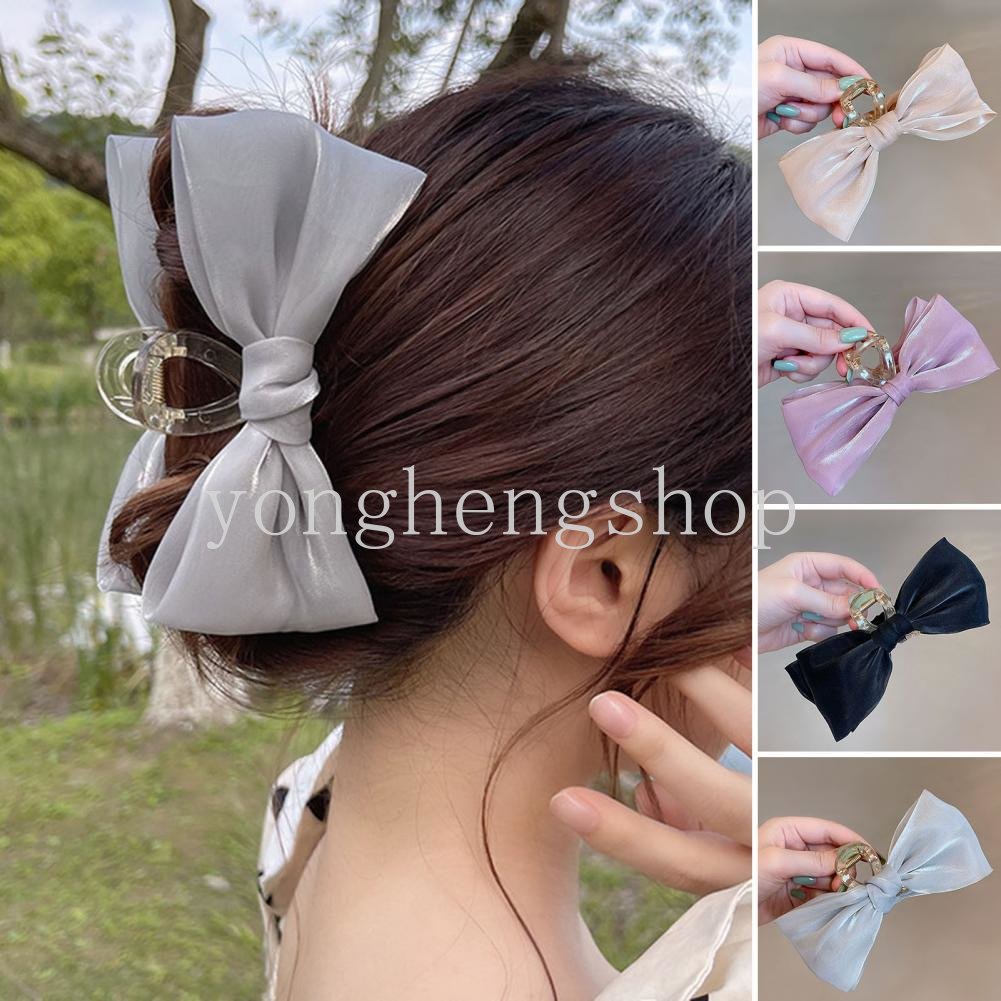 Kẹp Tóc Nơ Lưới Lấp Lánh Thời Trang Cho Nữ