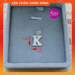 [Bạc 925] Dây chuyền bạc nữ + mặt dây chuyền chữ K đính đá (1cmx1cm)