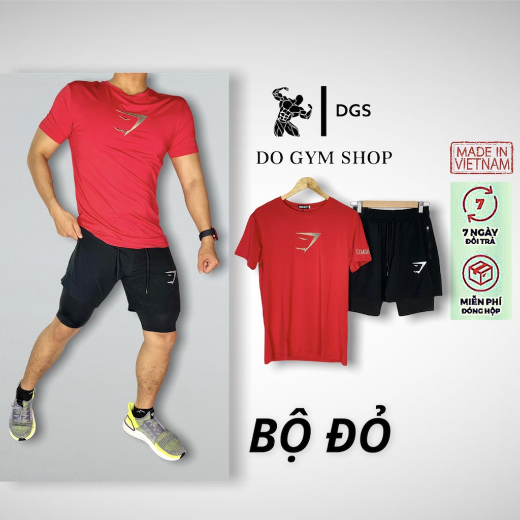 Bộ đồ thun nam thể thao DO GYM SHOP kiểu dáng quần 2 lớp, thun lạnh 4 chiều siêu thoáng mát