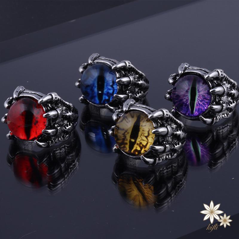 Nhẫn hở có thể điều chỉnh hình móng vuốt rồng mắt quỷ phong cách punk vintage 4 màu cá tính câu lạc bộ đêm cho nam