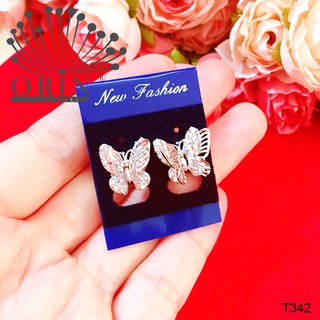 Bông tai bướm 2 tầng cánh cách điệu đính đá bền màu thiết kế cao cấp Orin T342