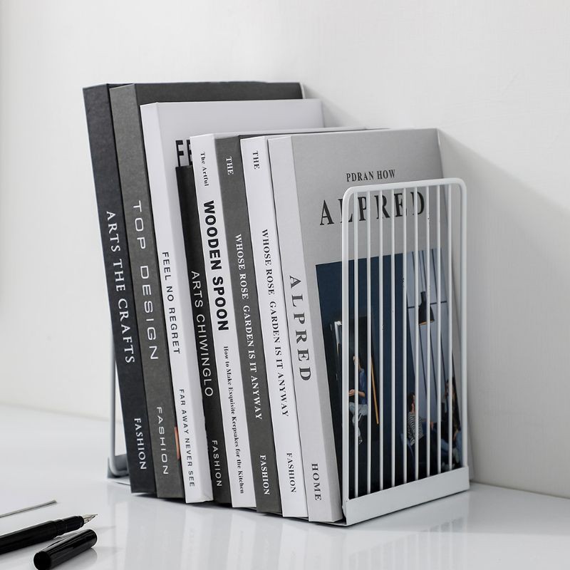 1 Cặp Giá Đỡ Sách Bằng Sắt Chống Trượt Thiết Kế Đơn Giản Tiện Dụng
