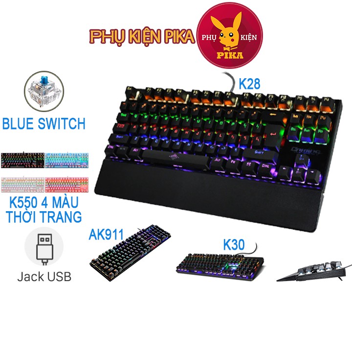 ( Có Video ) Bàn phím cơ game thủ Detek K28 (CK87) có đèn LED nhiều Chế Độ + Tặng kèm đế lót tay