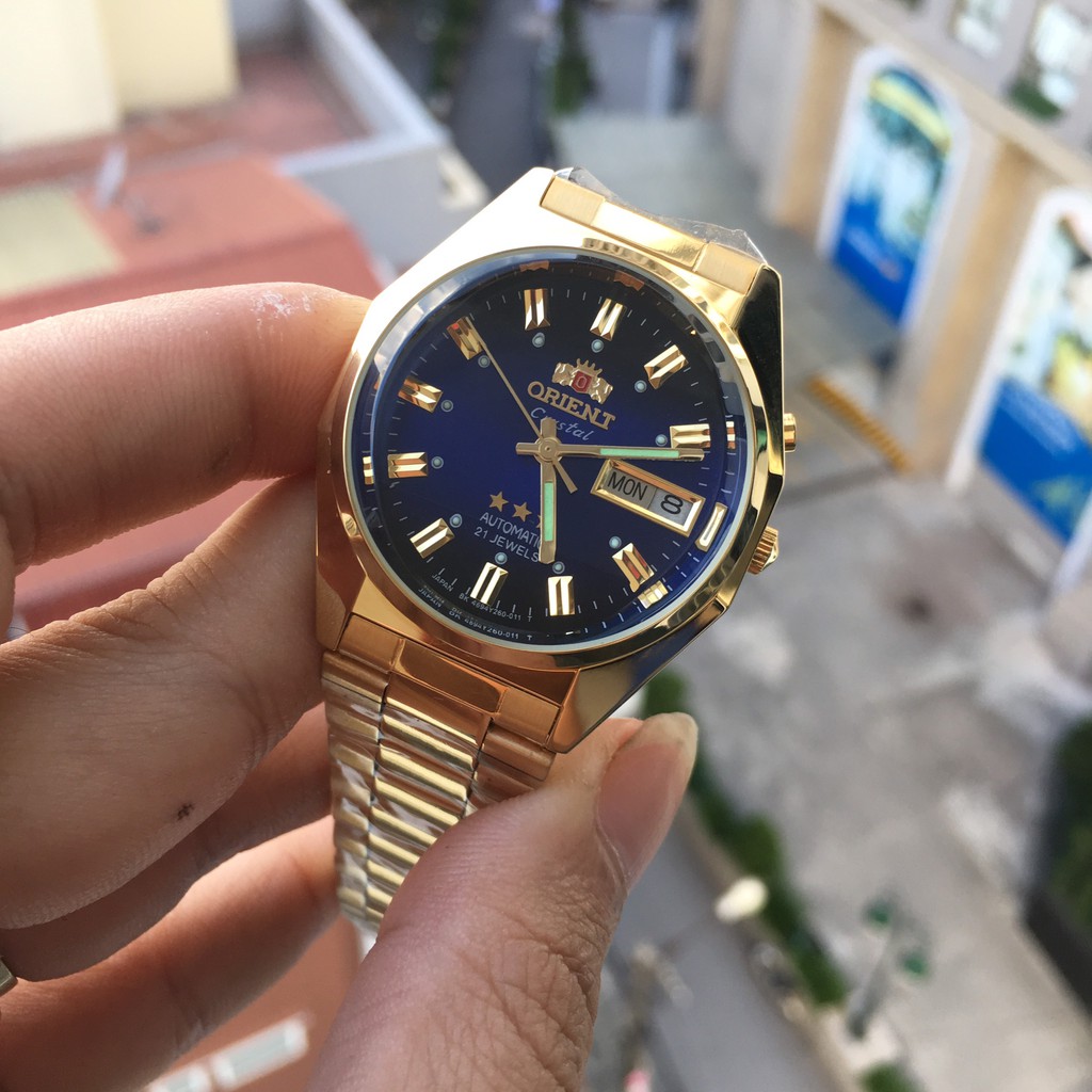 Đồng hồ nam orient 3 sao nhật máy nguyên bản  mặt xanh dương