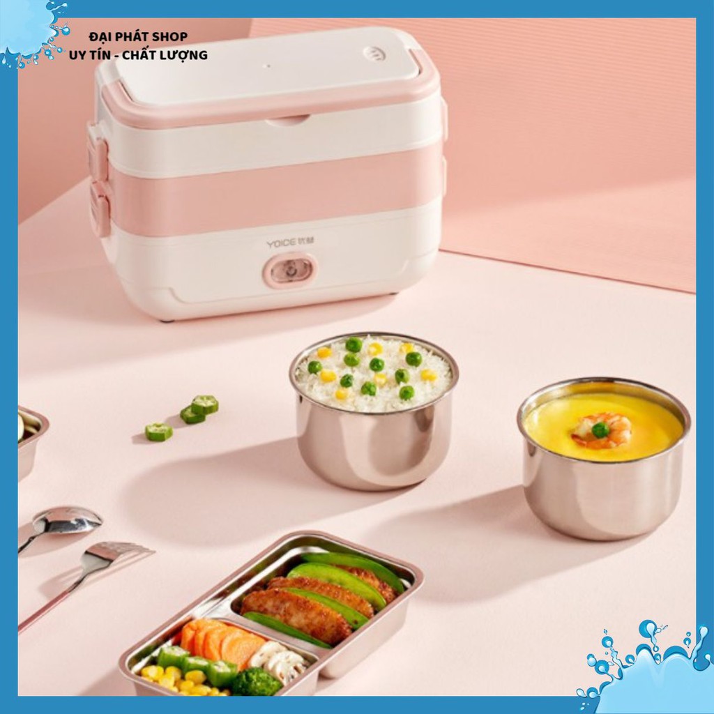 Hộp cơm cắm điện Yoice Y-FH5A, 2 tầng 4 ngăn, sử dụng để nấu chín, hâm nóng, giữ nhiệt | BigBuy360 - bigbuy360.vn