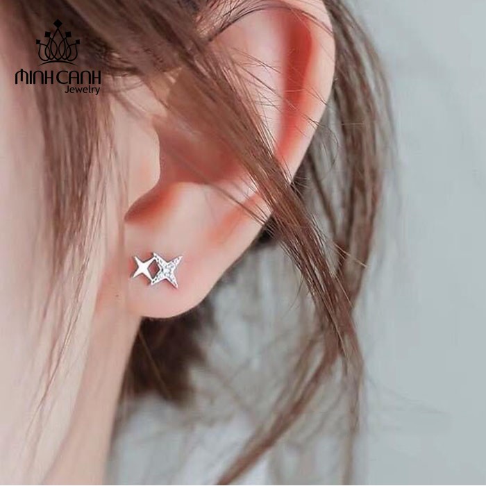 Bông Tai Bạc Ngôi Sao Đôi - Minh Canh Jewelry