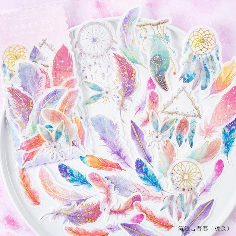 Bộ 60 Miếng Dán Trang Trí Sổ Tay/Nhật Ký Hình Tuần Lộc/Hành Tinh/Hành Tinh Màu Nước