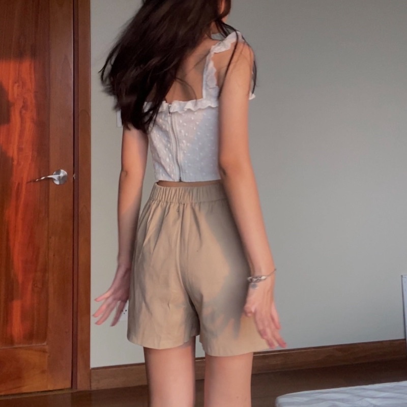 Kaki pleated short màu be AUGETY, chân váy quần