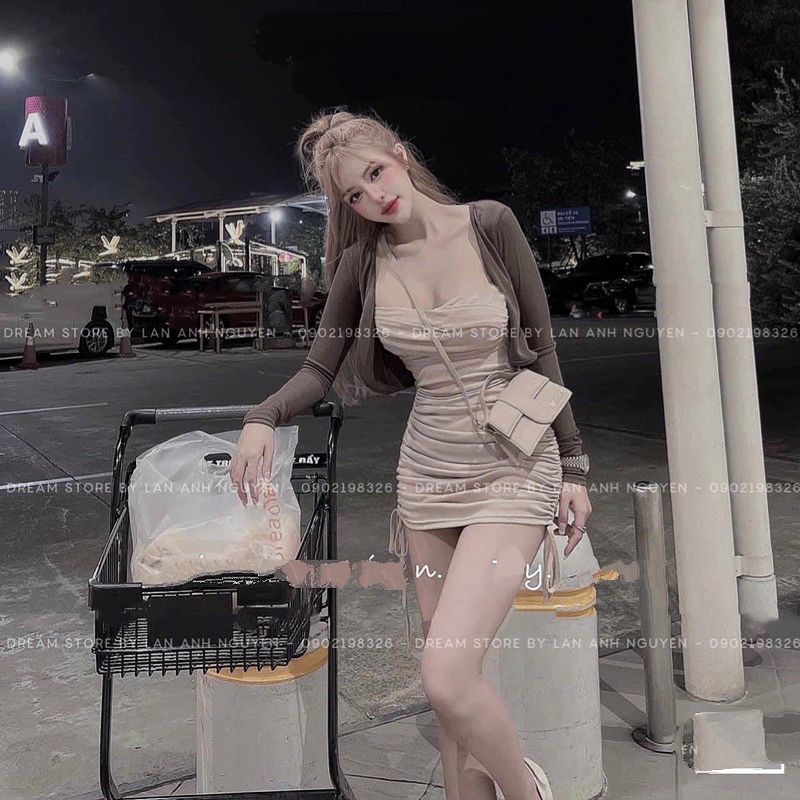 Set 2 món body nhún kèm khoác loại đẹp