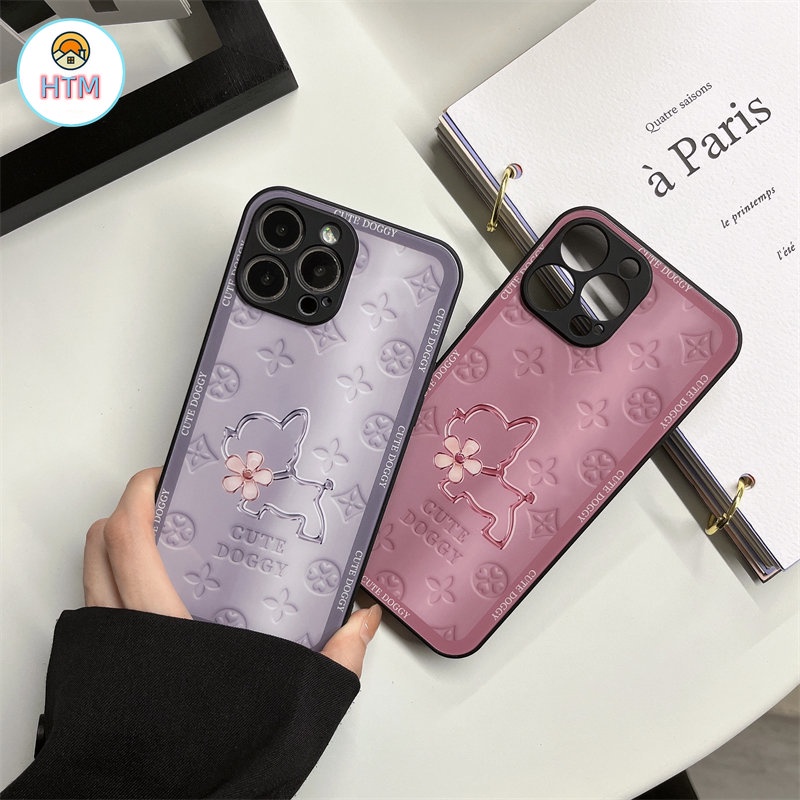 Ốp Điện Thoại Mặt Kính Chống Sốc In Hình Chú Cún Cho iPhone 13 12 Pro Max 11 X XS Max XR 7 8 Plus