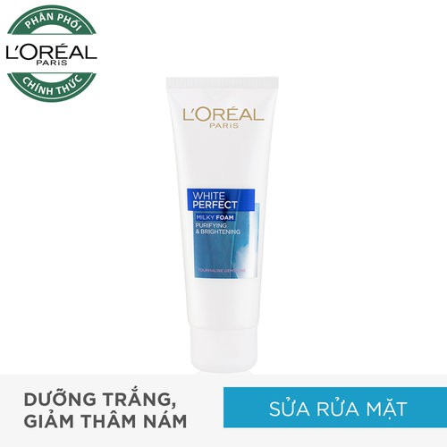 Sữa Rửa Mặt L'oreal Làm Sạch & Dưỡng Trắng Da White Perfect Milky Foam