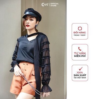 Áo cổ nơ tay phối bèo CCHAT