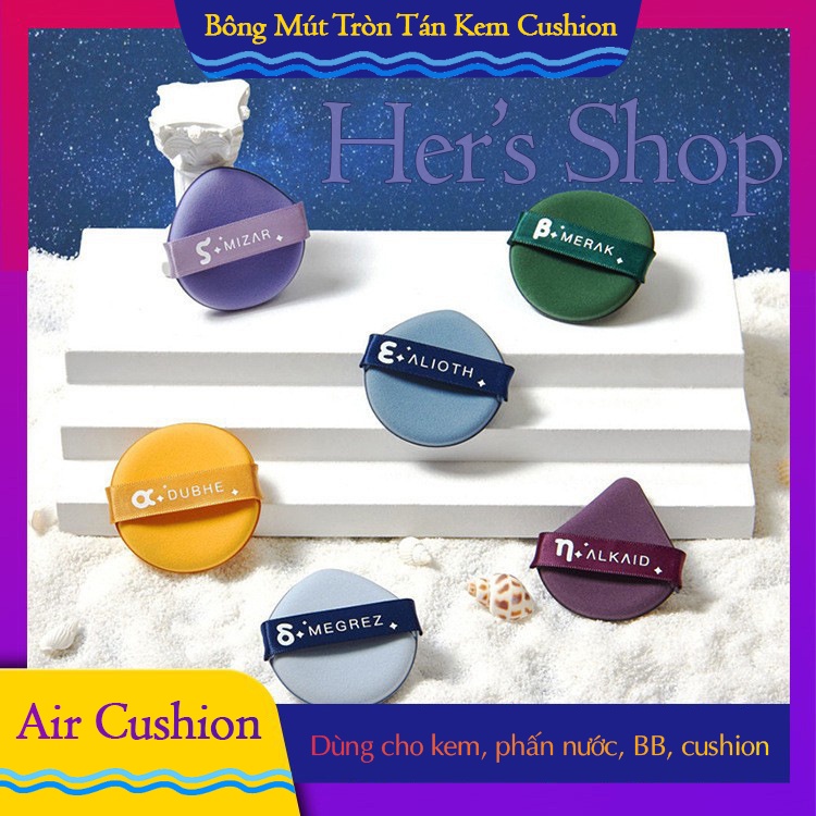 Bông Mút Trang Điểm Hình Tròn Dẹt Tán Kem Nền Phấn Nước BB Air Cushion - Phấn Phủ Trang Điểm Powder Puff