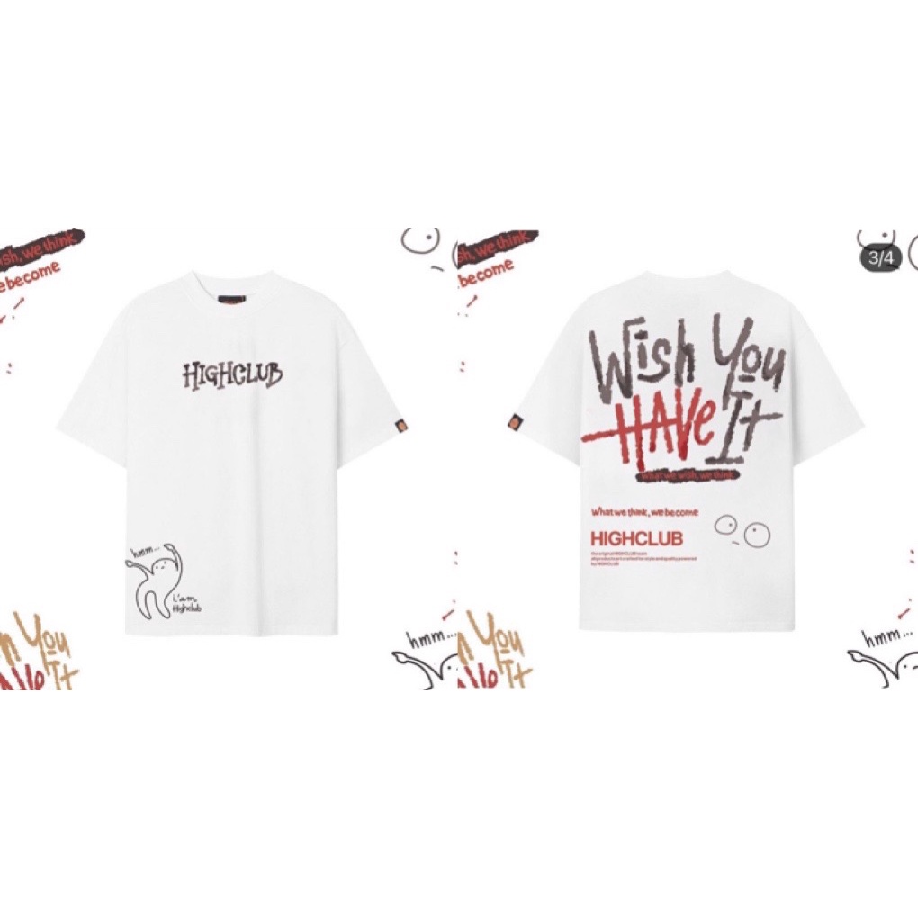 Áo thun nam nữ WHISH YOU HIGHCLUB cực đẹp tay lỡ unisex from rộng thời trang 1kenz