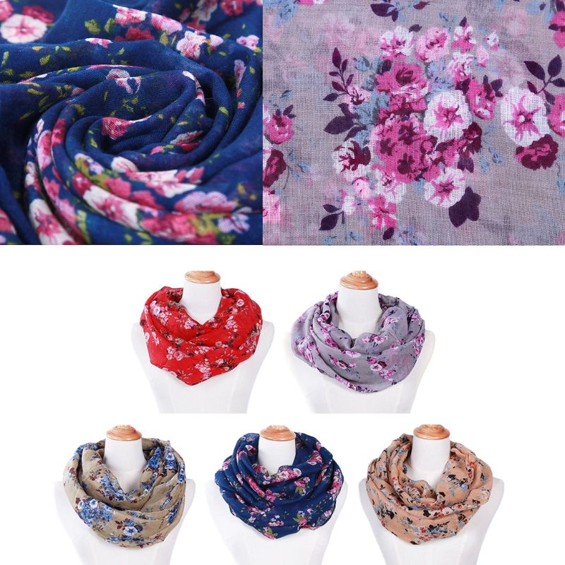 Youyo Khăn Choàng Cổ Tròn In Họa Tiết Hoa Bò Sữa Vintage Thời Trang Cho Nữ