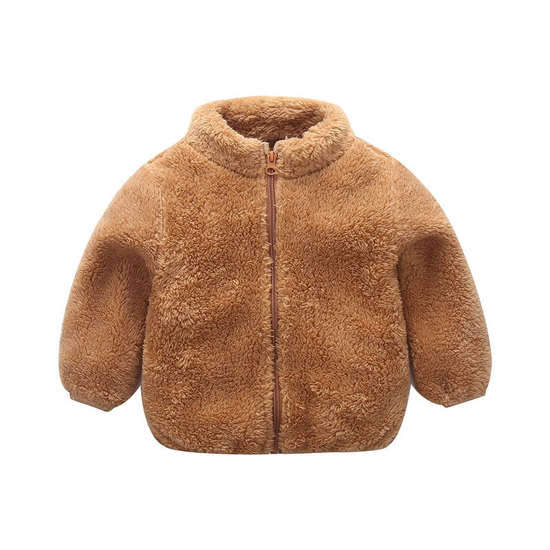 2020New Girls' Boys Autumn Clothing Polar Fleece Jacket Fleece-Lined Baby Children's Western Style Top Autumn and Winter Clothing