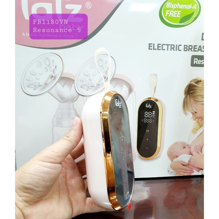 (Tặng 100 tăm bông trẻ Em) Máy hút sữa điện đôi có pin sạc Fatz Fatzbaby Resonance 5 (FB1180VNG, FB1180VNH, FB1180VN)