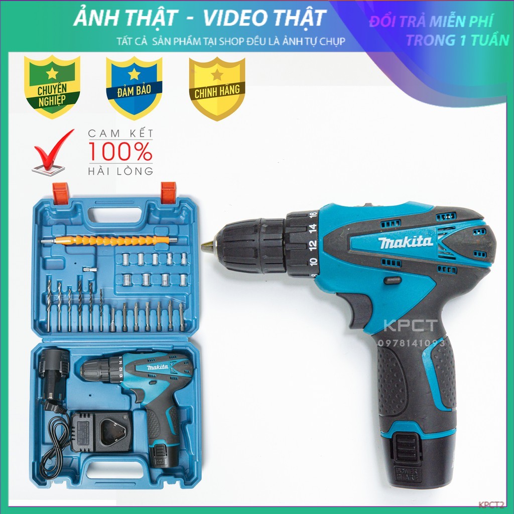 Khoan pin Makita 12v tặng nhiều phụ kiện vô cùng tiện lợi