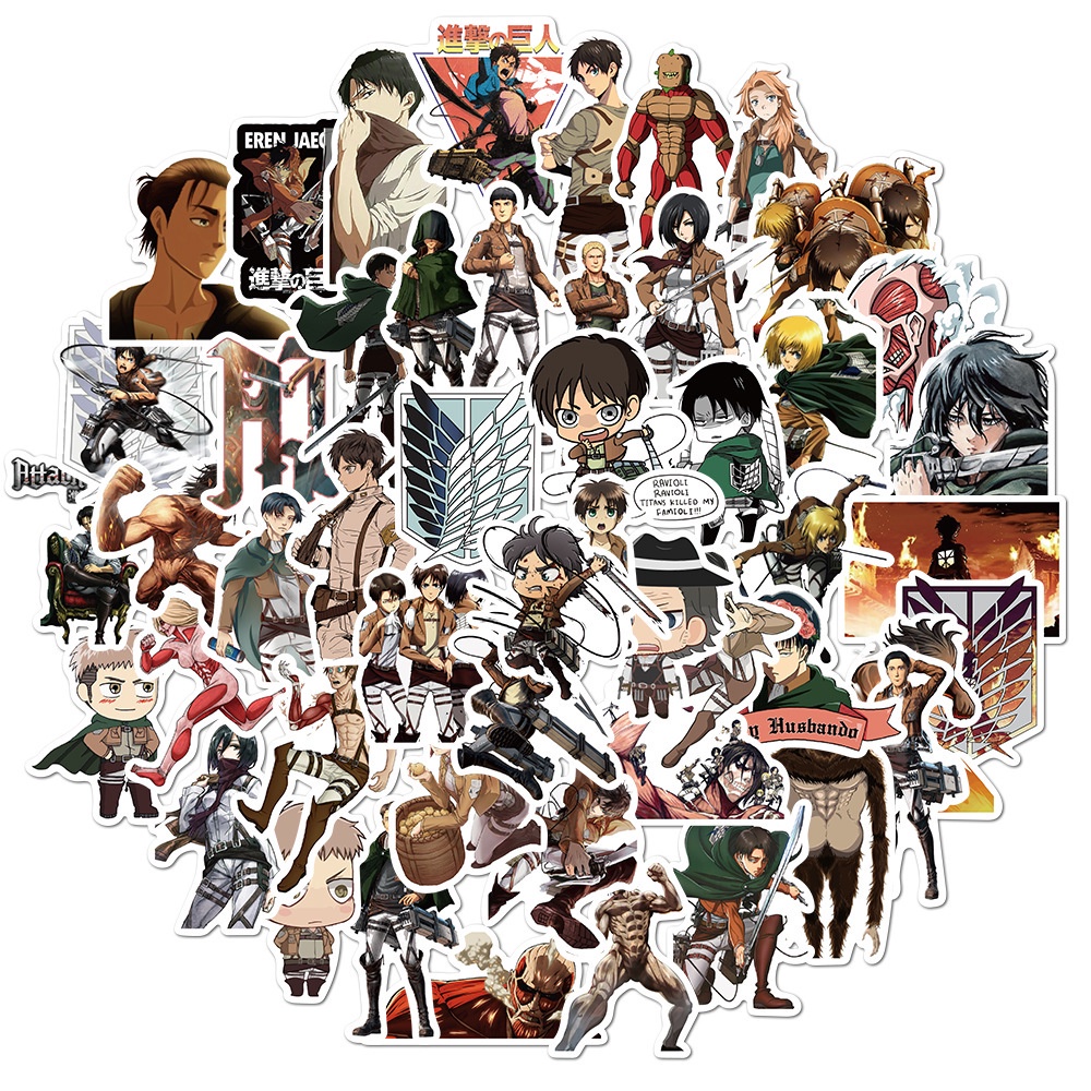 Set 50 miếng dán trang trí hình Attack on Titan