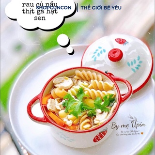 Bát ăn dặm cho bé bộ chén sứ kiểu nhật dạng nồi có nắp giữ nhiệt, thố chưng yến chưng siro cho bé bằng sứ Cuncon Store