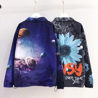 Áo Jacket Nút Bấm SPACE GALAXY 3D Cổ Sơmi Ảnh Thật