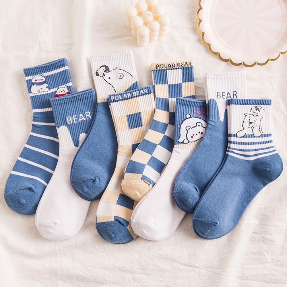 Tất vớ cổ cao phong cách Hàn Quốc dễ phối đồ, vớ nữ chất liệu cotton thoáng mát - Sope Shop