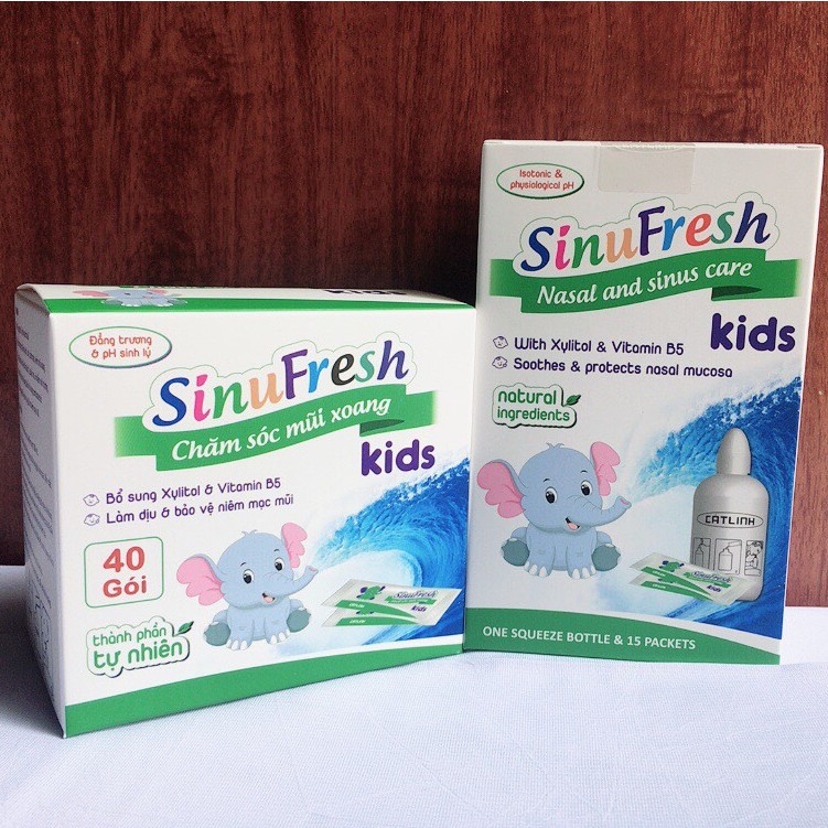SinuFresh Kids - Muối Rửa Mũi Xoang, giúp vệ sinh mũi cho Trẻ Em (40 gói)