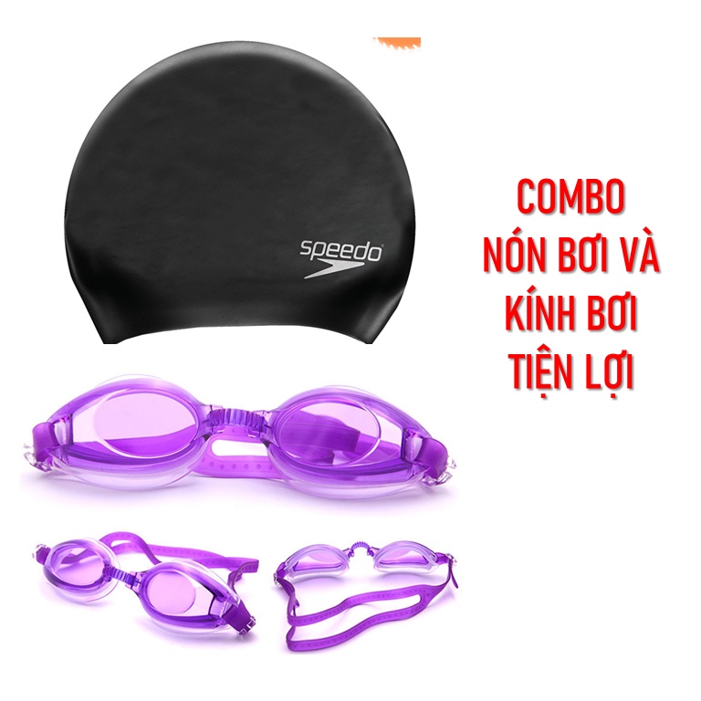 Combo nón bơi và kính bơi giao màu ngẫu nhiên chào hè giúp bảo vệ da đầu và tóc khi đi chơi
