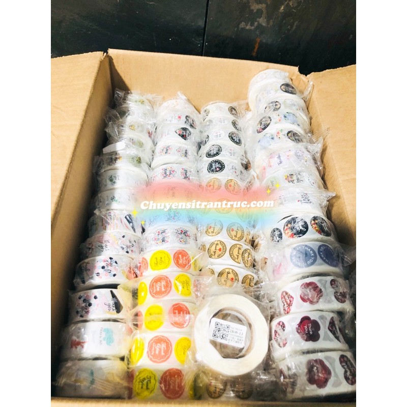 [22 MẪU] Cuộn tem thank you, nhãn dán cảm ơn 2.5cm (500 tem) - TranTruc