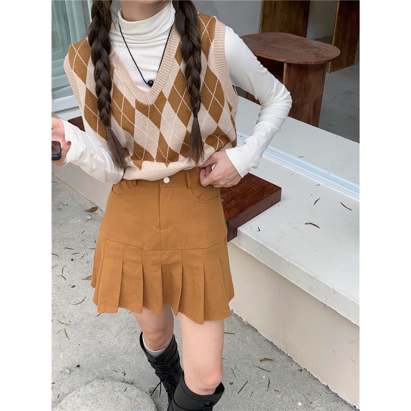 Áo gile nữ len hàn quốc, ghi lê  quả trám cho nữ Shop Haul - AG-G02