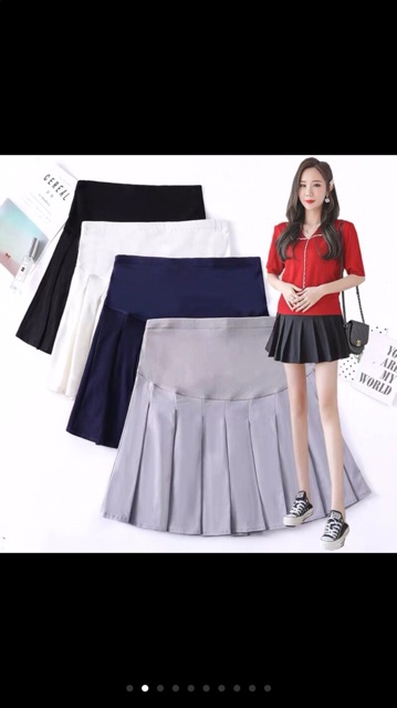Chân váy bầu xếp ly kèm quần