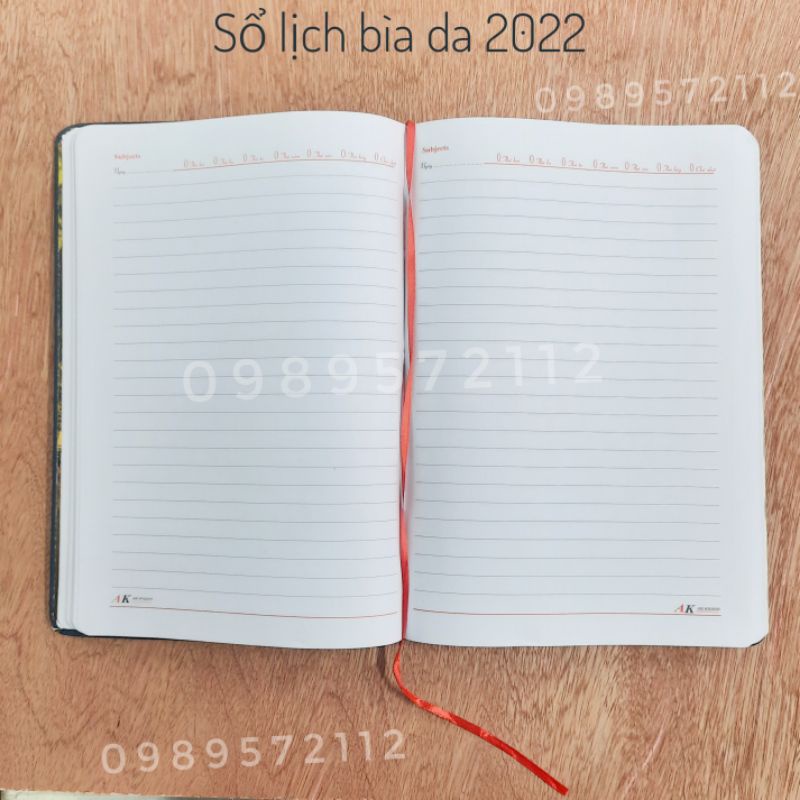 Sổ lịch 2022 bìa da 18*26cm 192 trang.