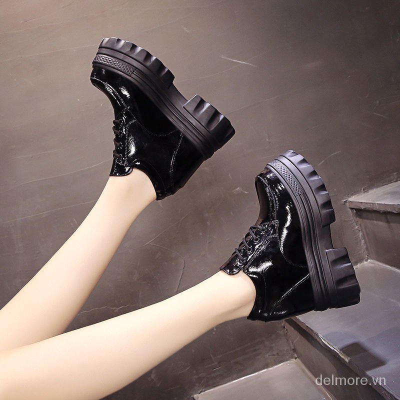 Giày da độn đế cao 10cm phong cách Anh Quốc thời trang 2022 cho nữ