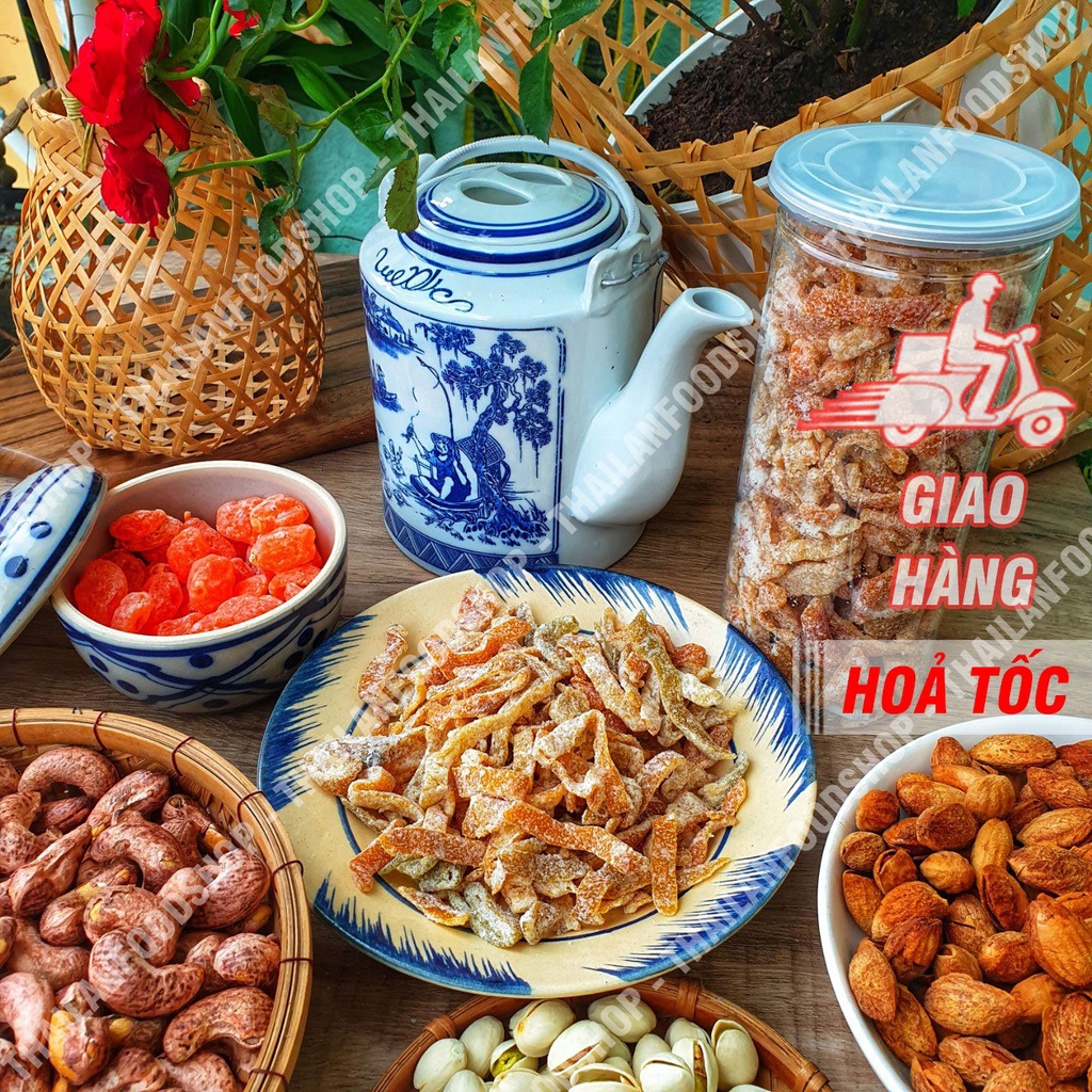 Trái Cây Sấy Dẻo: Nho - Mơ - Dây - Kiwi - Thơm - Chà Là - Me - Vỏ Bưởi - Long Nhãn - Táo - Xoài - Thốt Nốt - Cam - Hồng